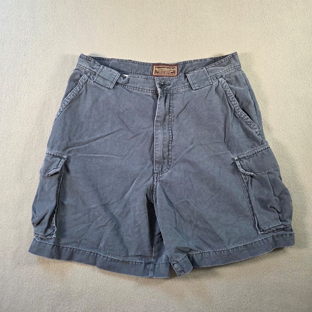 Abercrombie & Fitch Shorts Mens 34 Navy Cargo Heavyweight Cotton Outdoor Goods